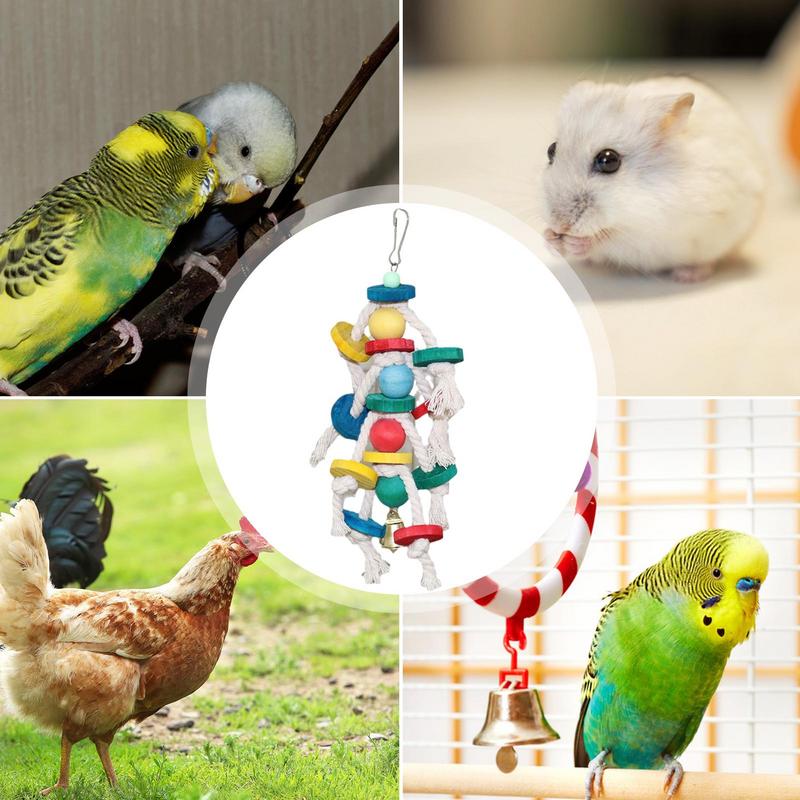 Shredding Toys For Birds Bird Beak Trimmer Grinding Blocks Metal Hook Design Parrot Cage Bite Toys Wooden Bird Blocks For