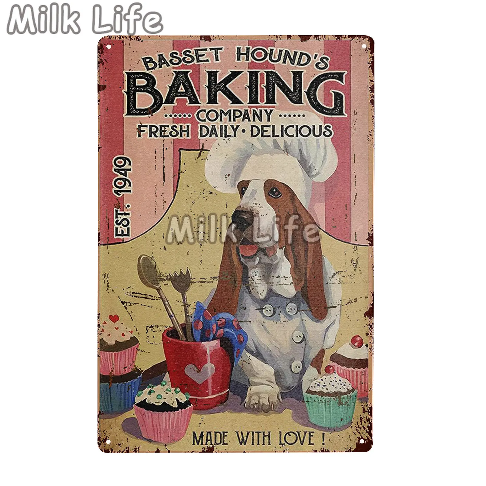 Basset Hound Dog Metal Sign Tin Poster for Home Room Bar Pub Cafe Kitchen Pet Shop Restaurant Wall Art Painting Decor 20*30 CM