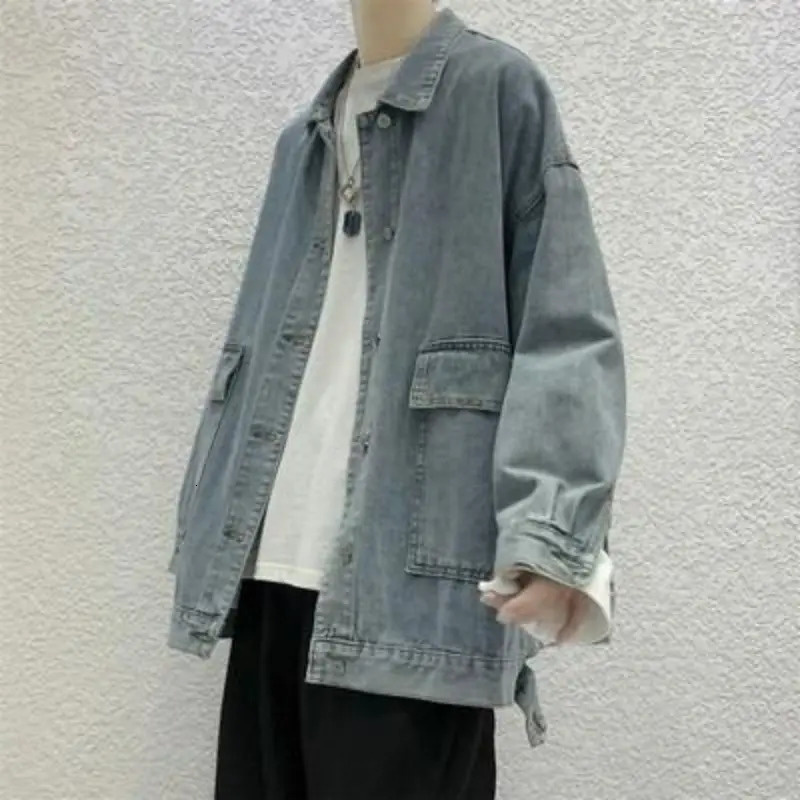 Japanese Style Ins Trendy Workwear Denim Jacket Spring Autumn Loose Tops Korean Couple Allmatch Coat 250225