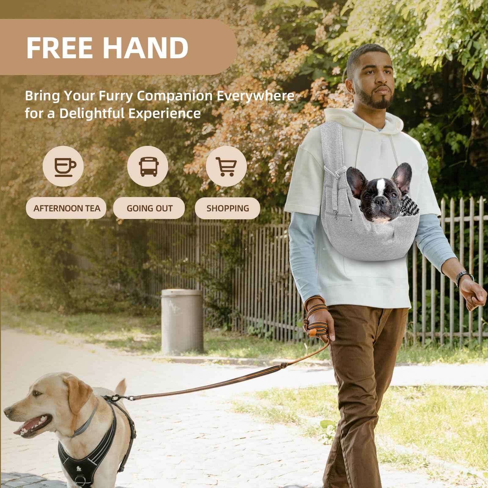 Travel-Ready Pet Safety Harness - Versatile Adjustable Sling Carrier with Storage Pouch for Dogs and Kittens