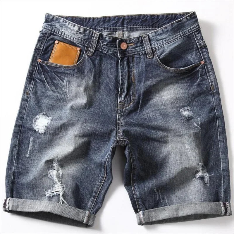 Men Gray Denim Shorts Jeans Pants Good Quality Men Cotton Knee Length Short Jeans Summer Male Large Size Denim Shorts 42 250304