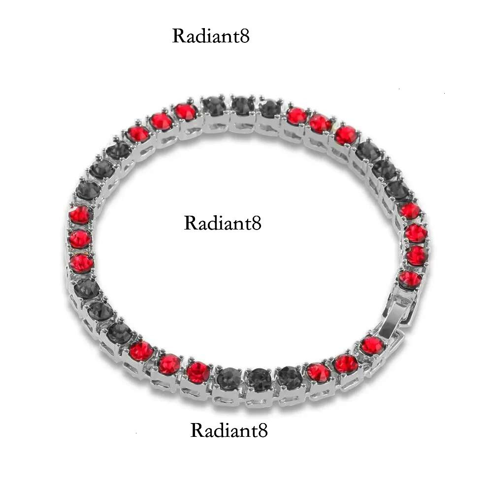 1 Row 5mm Round Zirconia Tennis Bracelet For Women/men 8/9/10inch Rhie Chain Gold Color Black Red Hip Hop Wedding Jewelry