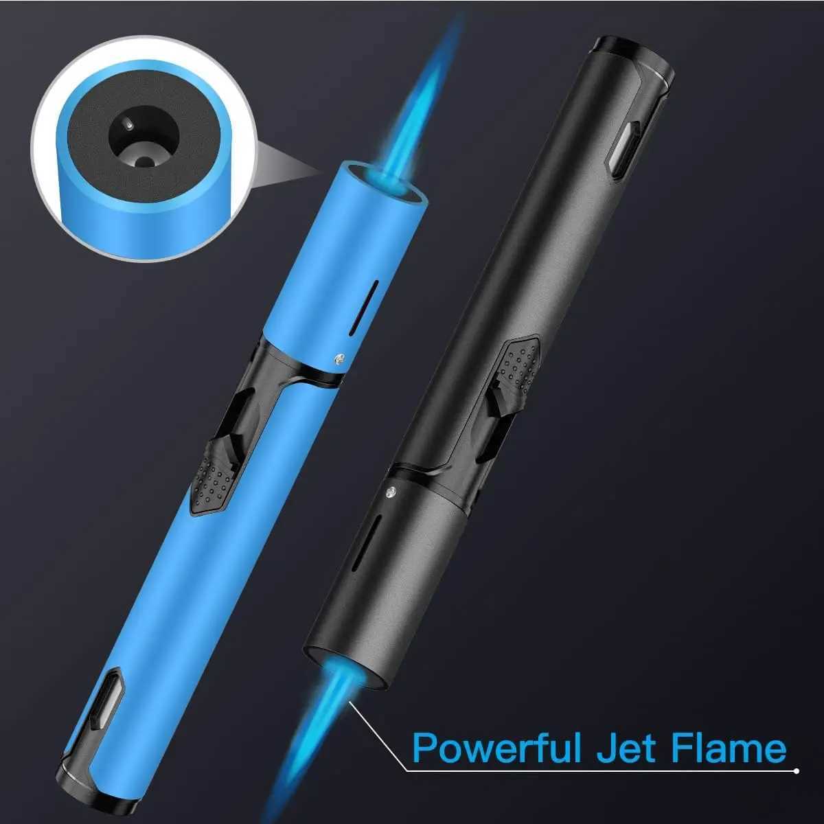2 Pack Windproof Adjustable Jet Flame Butane Lighter Refillable Gas Torch Lighter for Candles Grill BBQ Fireplaces CampingT250305