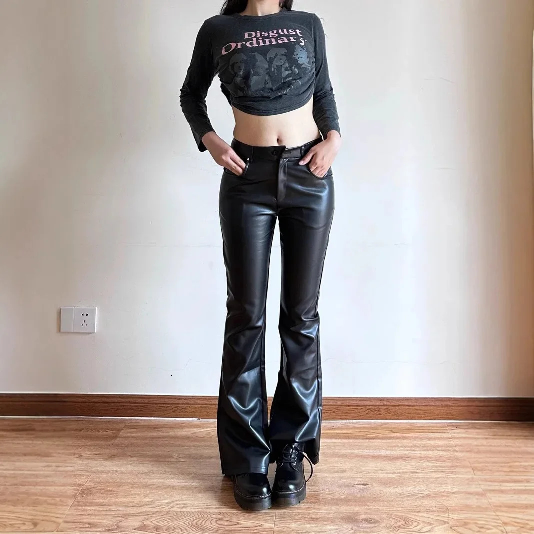 Plus Size Black High-Waisted Micro Flare Womens Pants American Style Sexy Tall Leggings Casual Autumn Fashion Long Pants 250304