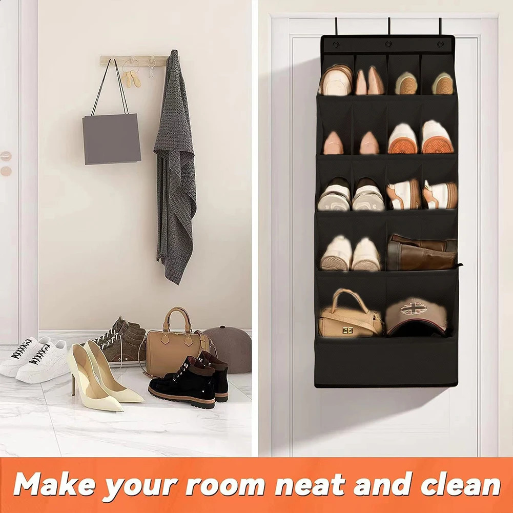Ship from US Over the Door Shoe Organizer Holders 12 pairs large pocket shoe rack hanging with 250305FBB