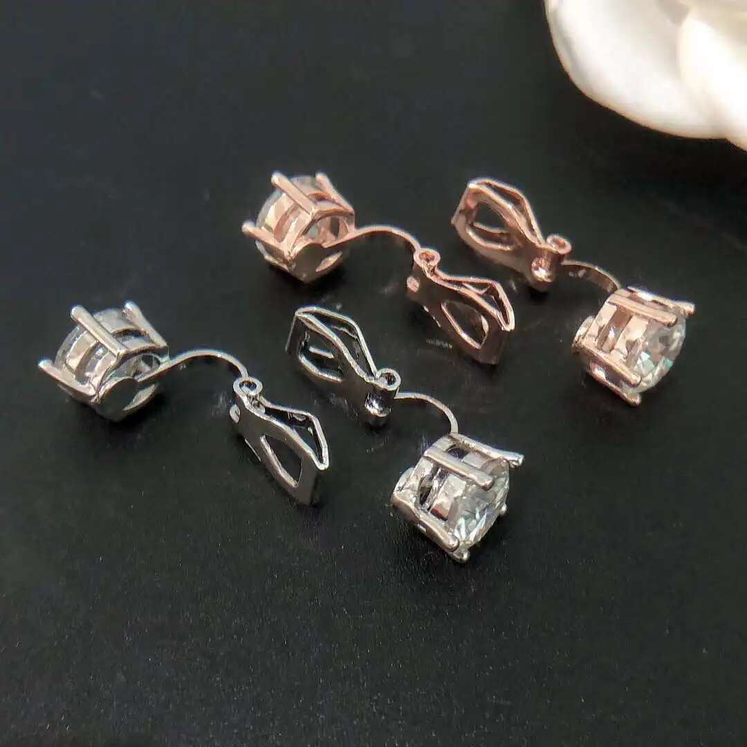1/2CT D Color Moissanite Dia Copper Original Jewelry Clip for Women without Earings Hole