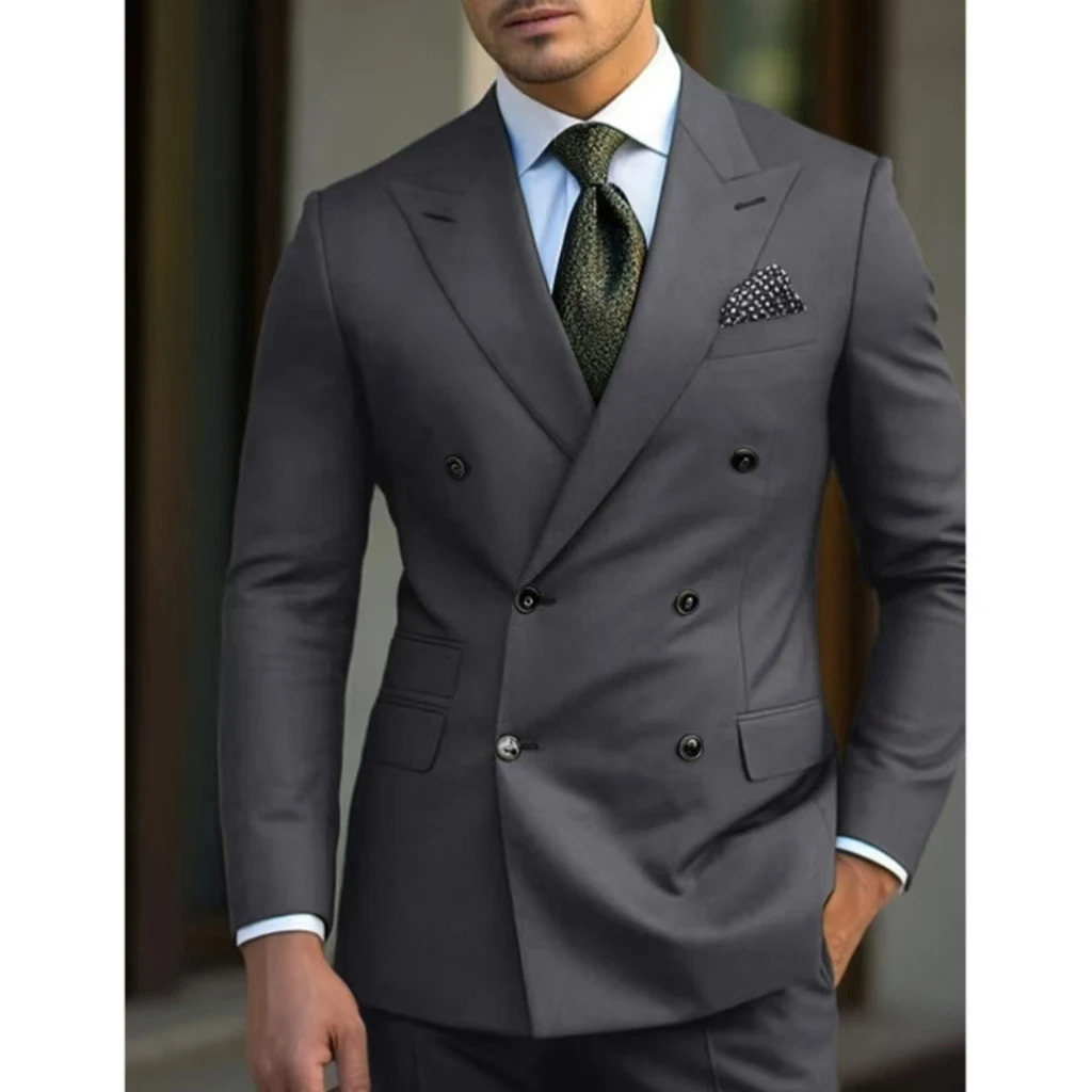 Mens Suits Classic Slim Fit 2 Piece Blazer and Pants Double Breasted Lapel Men Wedding Suit Tuxedo for Prom Party 250224