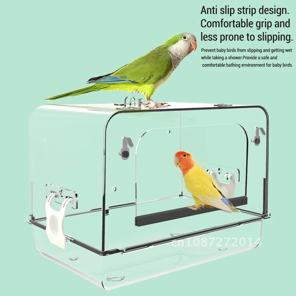 Bird Bath Box Bird Cage Detachable Bathtub Shower Box Bath Acrylic Box for Transparent Supplies Clear Hanging For Parrot