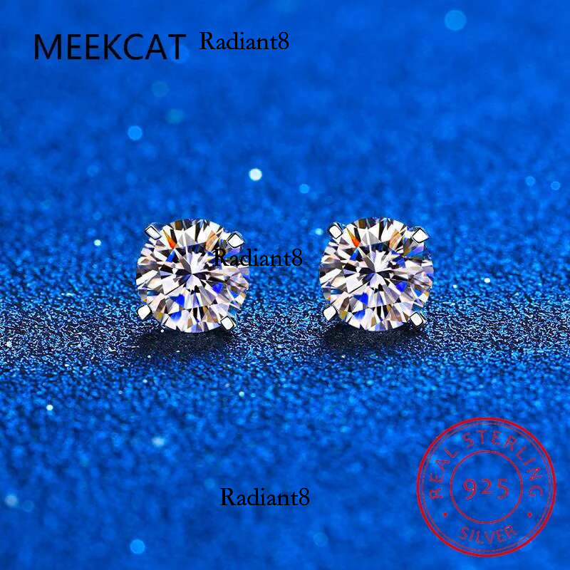 0.4-4CT Classic Moissanite VVS Brilliant Dia Stud Earrings Sterg Sier Ear Studs For Women Men Couple Gifts