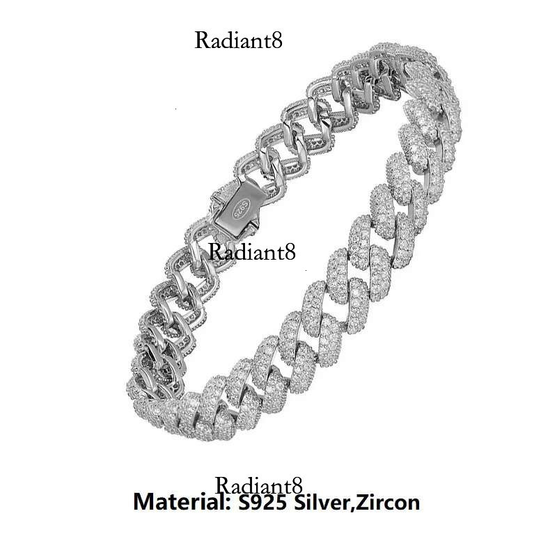 Halaile S Sterg Sier Sparkg D Color High Carbon Dia Cuban Bracelet Hip Hop Fine Jewelry for Women Men Trendy Gift