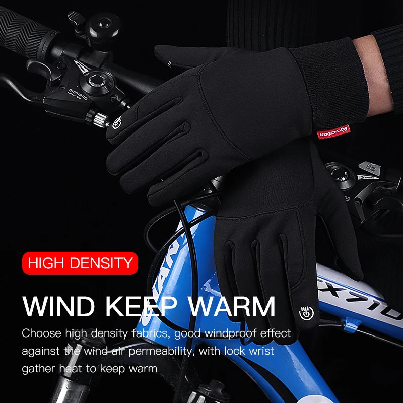 Outdoor sports autumn and winter cycling gloves for men splash windproof touch screen anti slip motorcycle black 250304