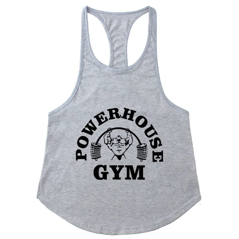 Mens Gym T-shirts for tank top Sportswear man singlets rave POWERHOUSE Bodybuilding print Casual vest sportswear Undershirt 250304