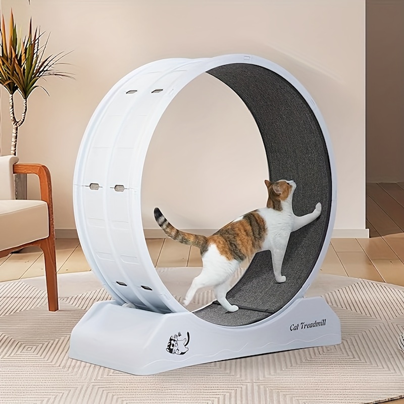 1Pc Indoor Assembly Of Cat Roller Treadmill,Silent Fitness Cat Running Wheel With Carpeted Runway,Plastic Treadmill For Pet Cats