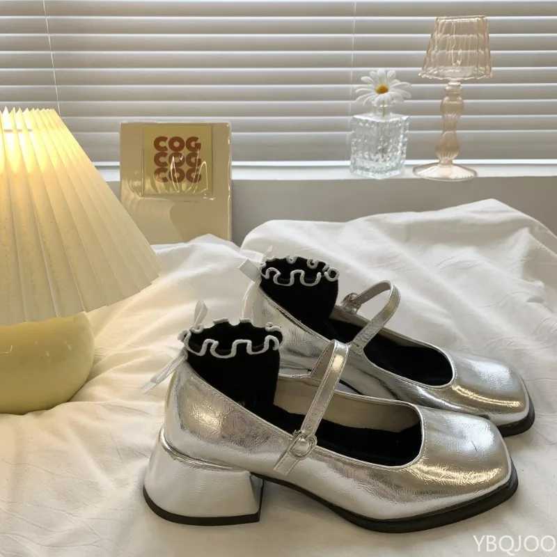 Spring Temperament New Wens High H Mary Jane Shoes French Elegance with H Wens Single Shoes Daily Solid Color Y250304