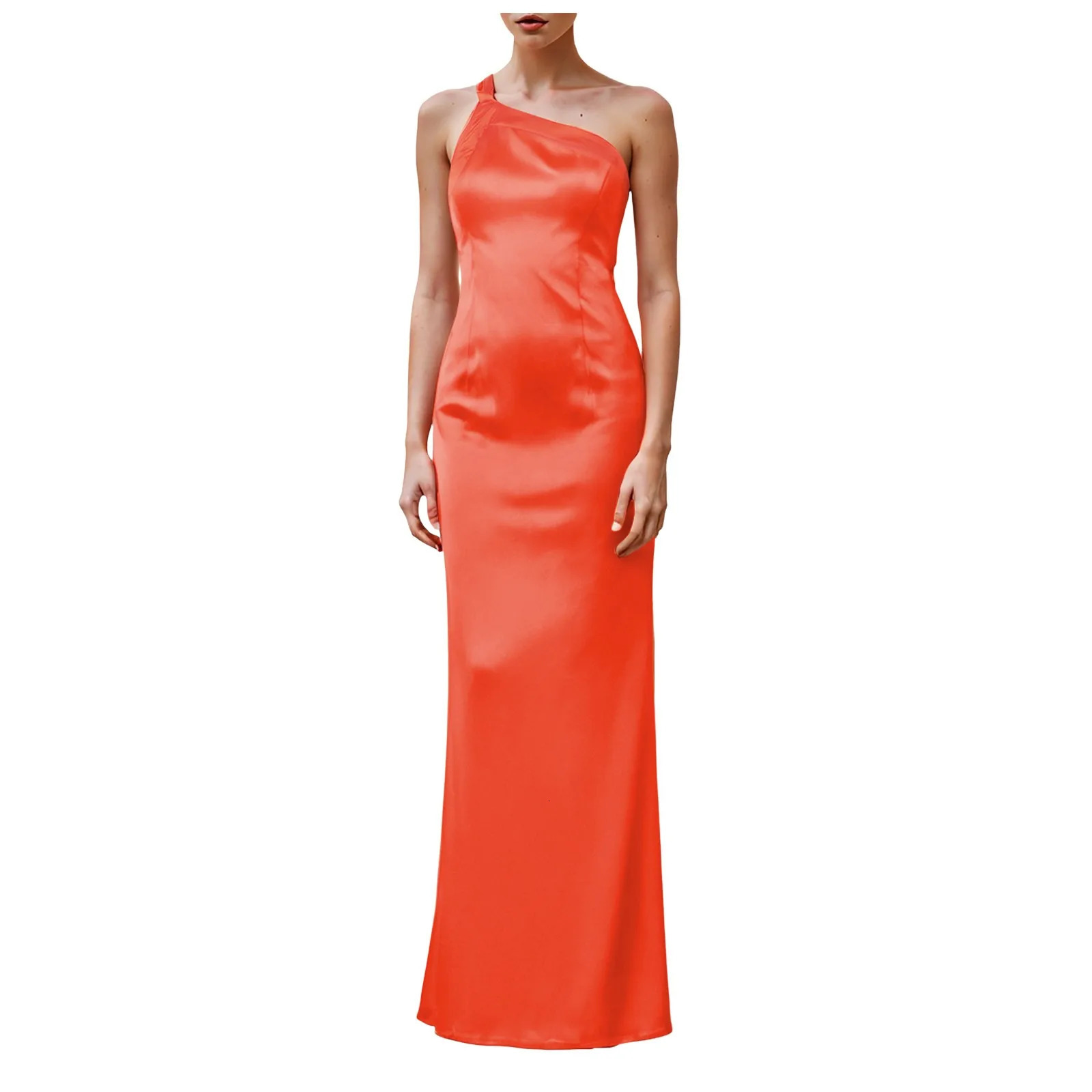 Tie Dye Satin Dres Asymmetric Off Shoulder Midi Dress With Slit Prom Pleated Evening Formal Teenager Party 250304