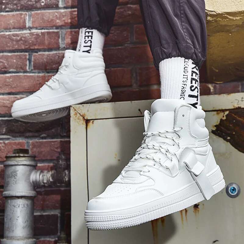 Street Orange High Top Sneakers Trendy Leather Platform Men's Skateboard Fashion Casual Designer Sports Shoes For Men