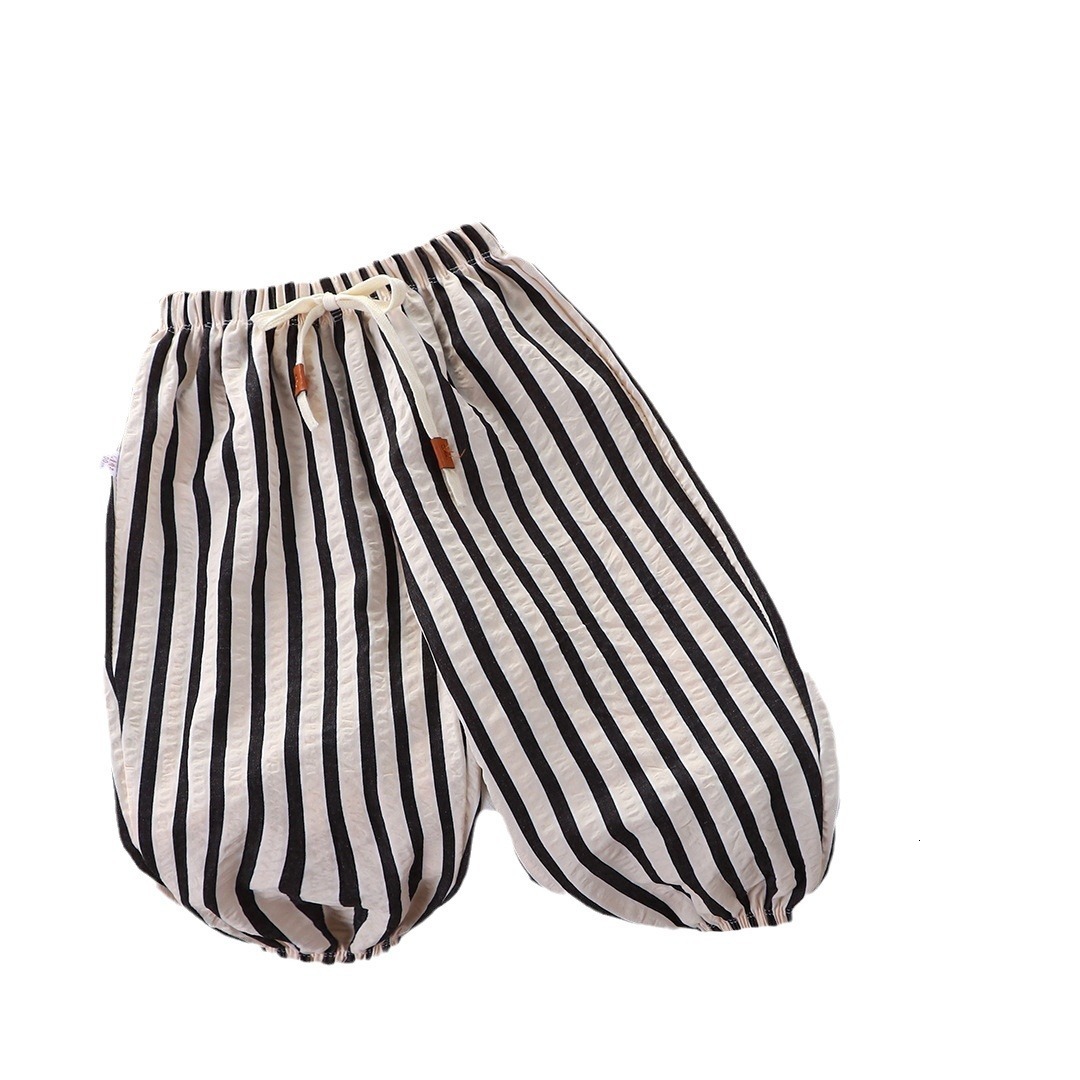 Ddmyshoesvip Summer Children S Casual Mosquito Proof Boys And Girls Lantern Pants Baby Thin White Tower Striped Pants