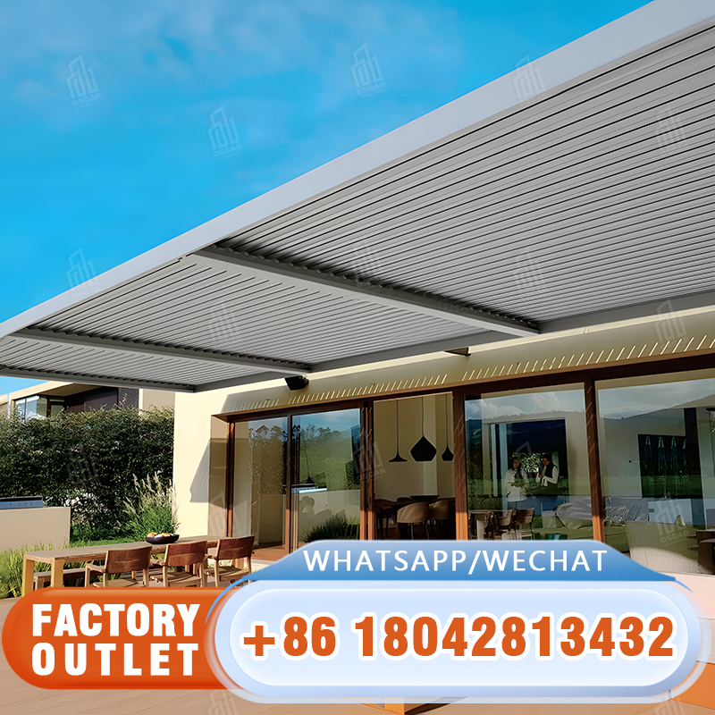 Aluminium Garden Pavilion Retractable Louvers Gazebo Electric Roof Pergola Para Exterior 6x3 m