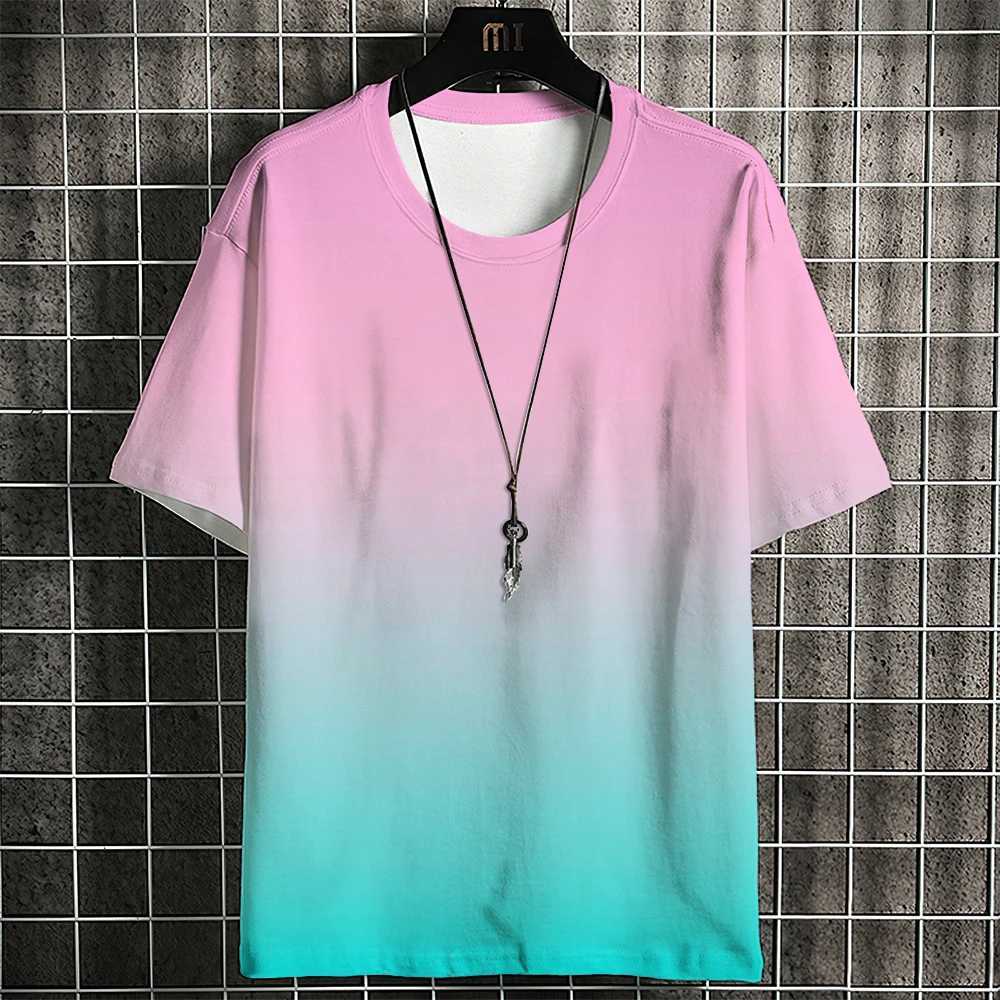 Summer Mens T-shirt Gradient Print Pattern Simple Trend Classic Street Style Designer Mens Clothing Casual High Quality TopT250305