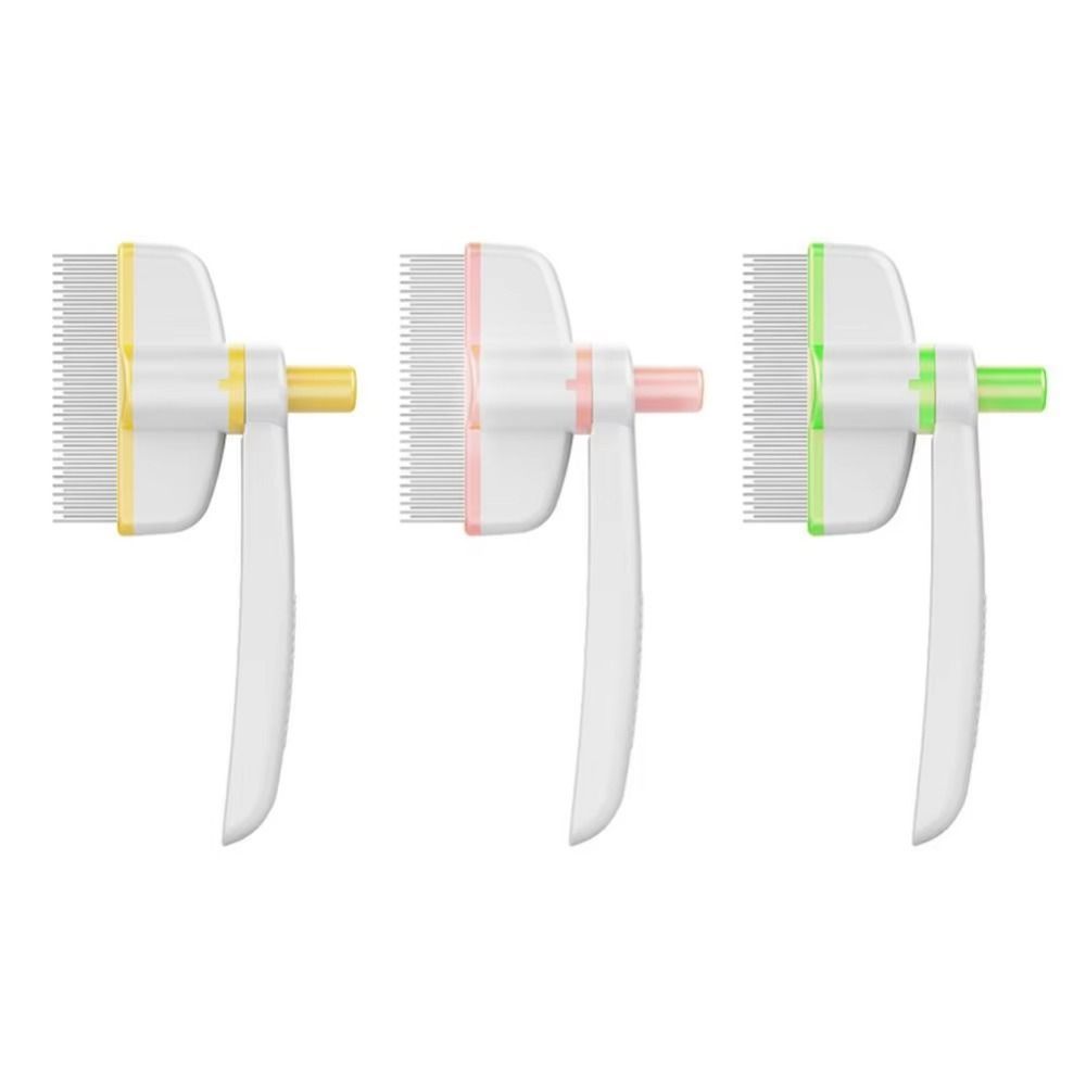 Release Button Pet Hair Removal Comb Flat Pin Comb Comfortable Dog Grooming Brush Detangling 360-Degree Rotating Head
