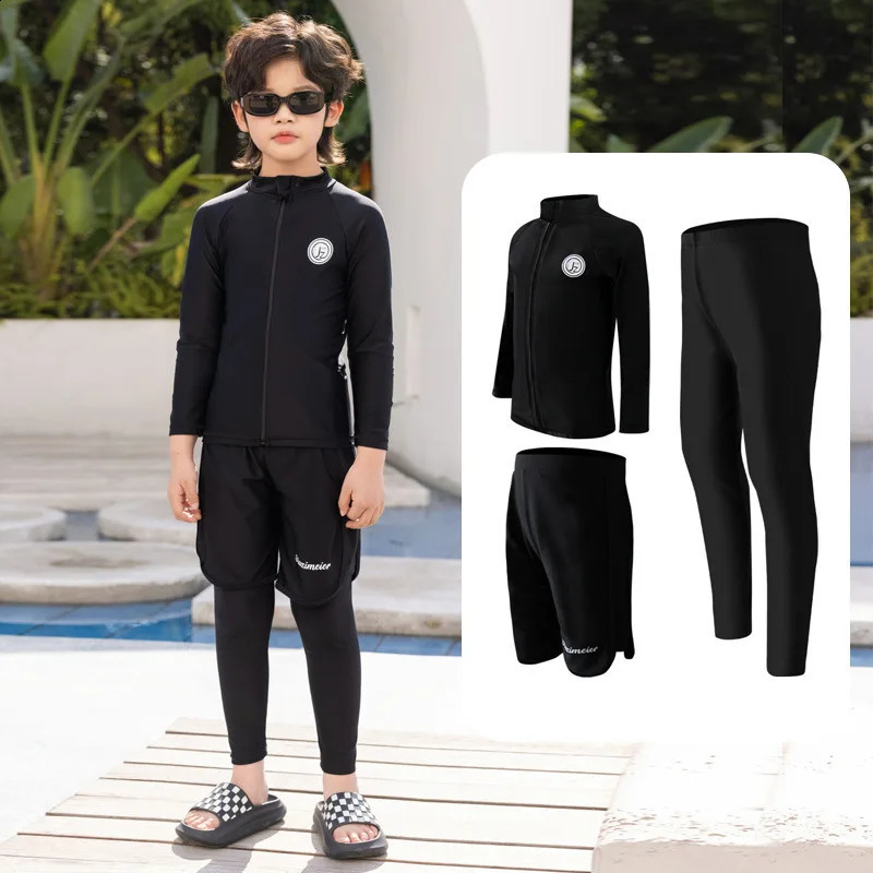 Kids Girls Boys Swimsuit Long Sleeve pants Sun Protection Swimming Beach Wear Cute and Playful Rash Guard 250304