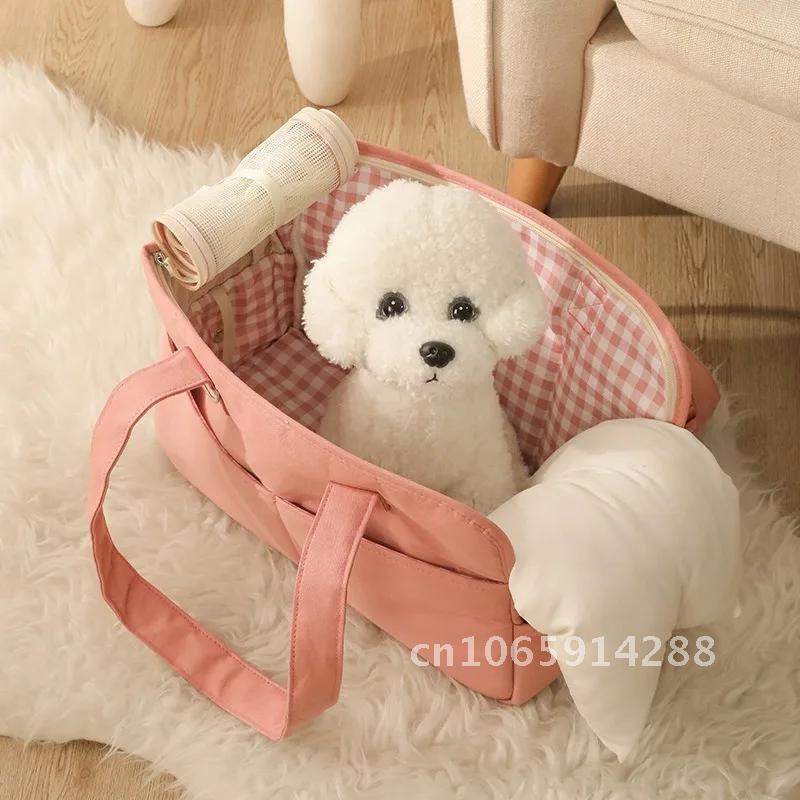 2024 Korean New Large Capacity Cat Portable and Dog Dog Bag Small Bag Pet Cotton Bag Teddy Pure Travel