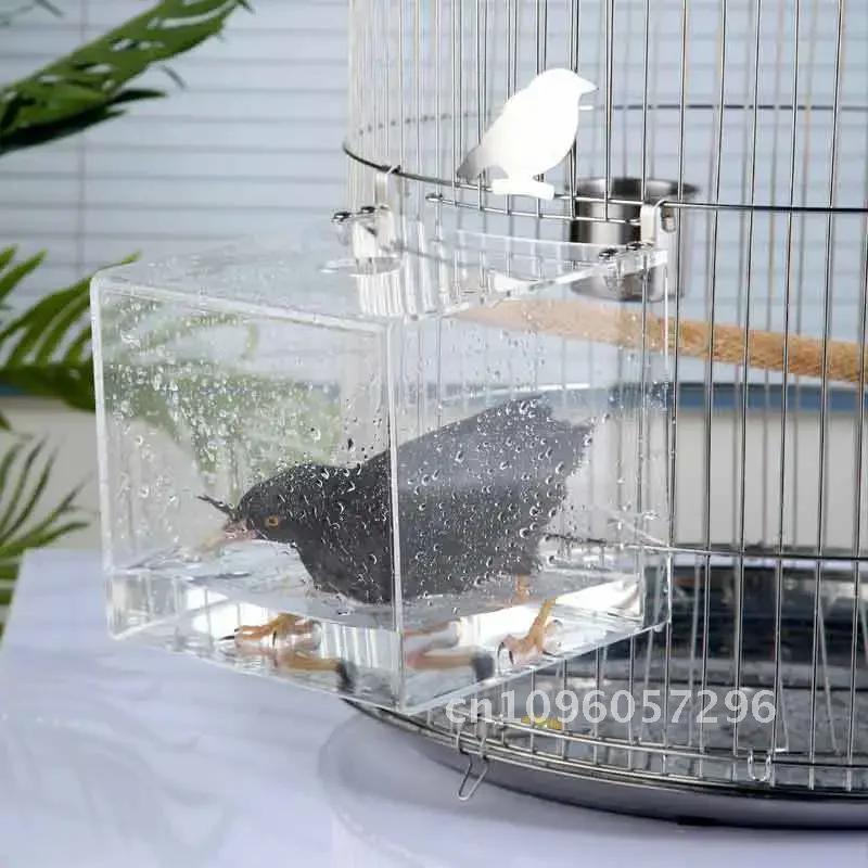 Bird Cage Bath Cockatiel Bird Bathtub With Hanging Hooks for Little Portable Spacious Parakeets Birdcage Bird Parrots for Shower