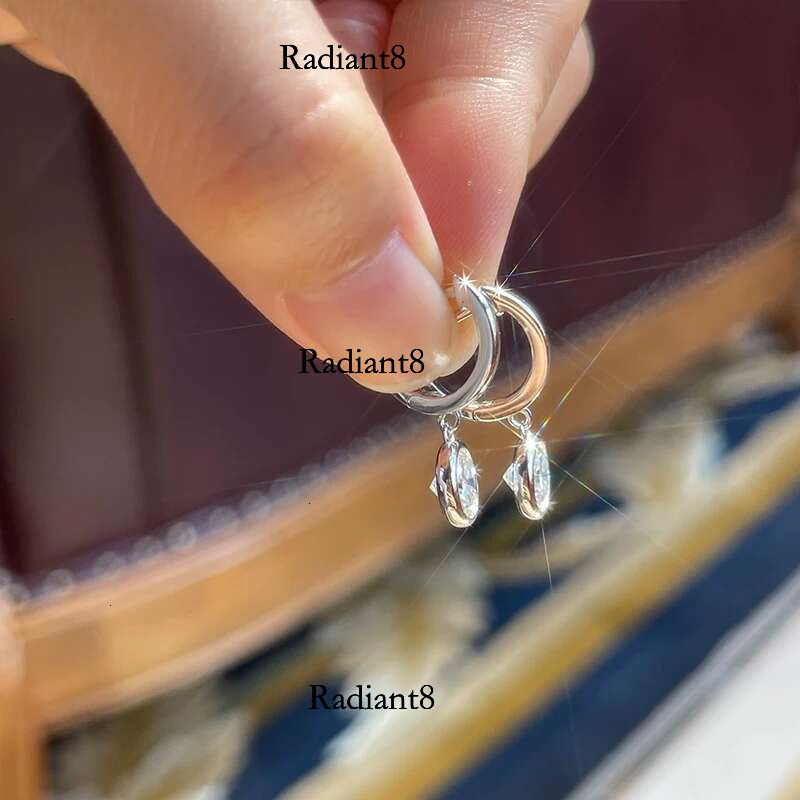 RAPRGOLD GRA Certified 1ct-3ct Moissanite Hoop Earrings for Women S Sterg Sier Hie Earring Wedding Fine Jewelry Gifts