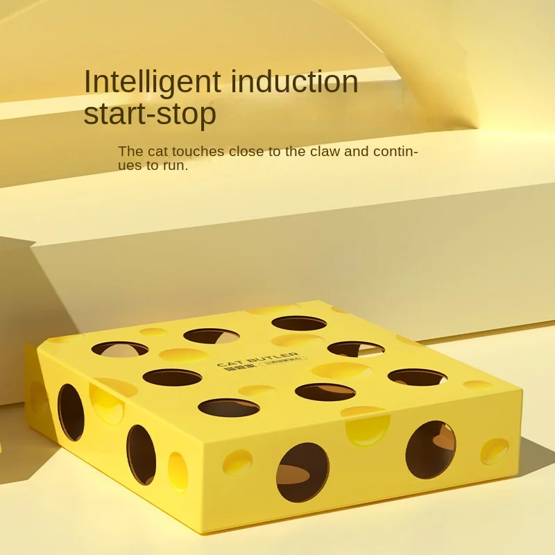 Pet Items Cheese Box Toy Cat Toy Self-pleasure and Boredom Relief Electric Cat Tease Stick Whack-a-mole Interactive Cat Toys