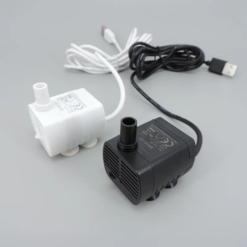 white black 5V USB Water Pump Ultra-quiet Brushless Submersible Fountain Aquarium tube hose Circulating for fish tank Pet tool
