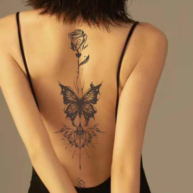 One Butterfly Spine Waterproof Temporary Tattoo Lasting 12 Weeks SemiPermanent Color Realistic 250219