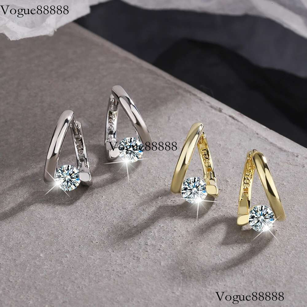 Real 1 Carat Round Moissanite Dia Hoop Earrings Women Sterg Sier Sparkg Wedding Party Fine Jewelry