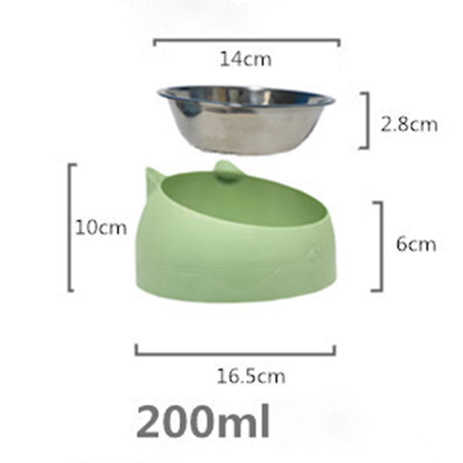Stainless steel dog cervical protection cat bowl, slanted mouth pet food bowl z2