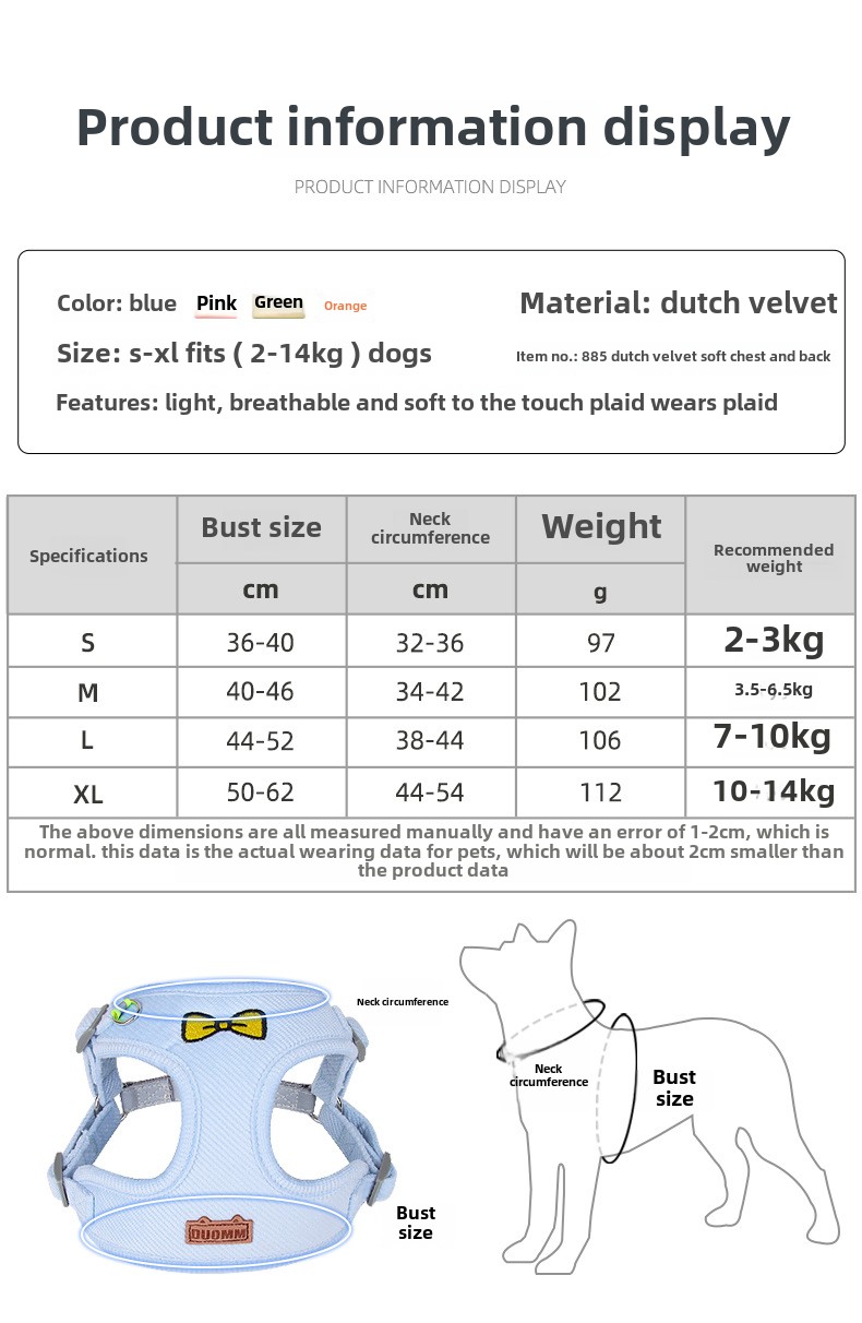 Durable Doggy Chest Harness Vest - Reflective Design Ideal for Nighttime Walks