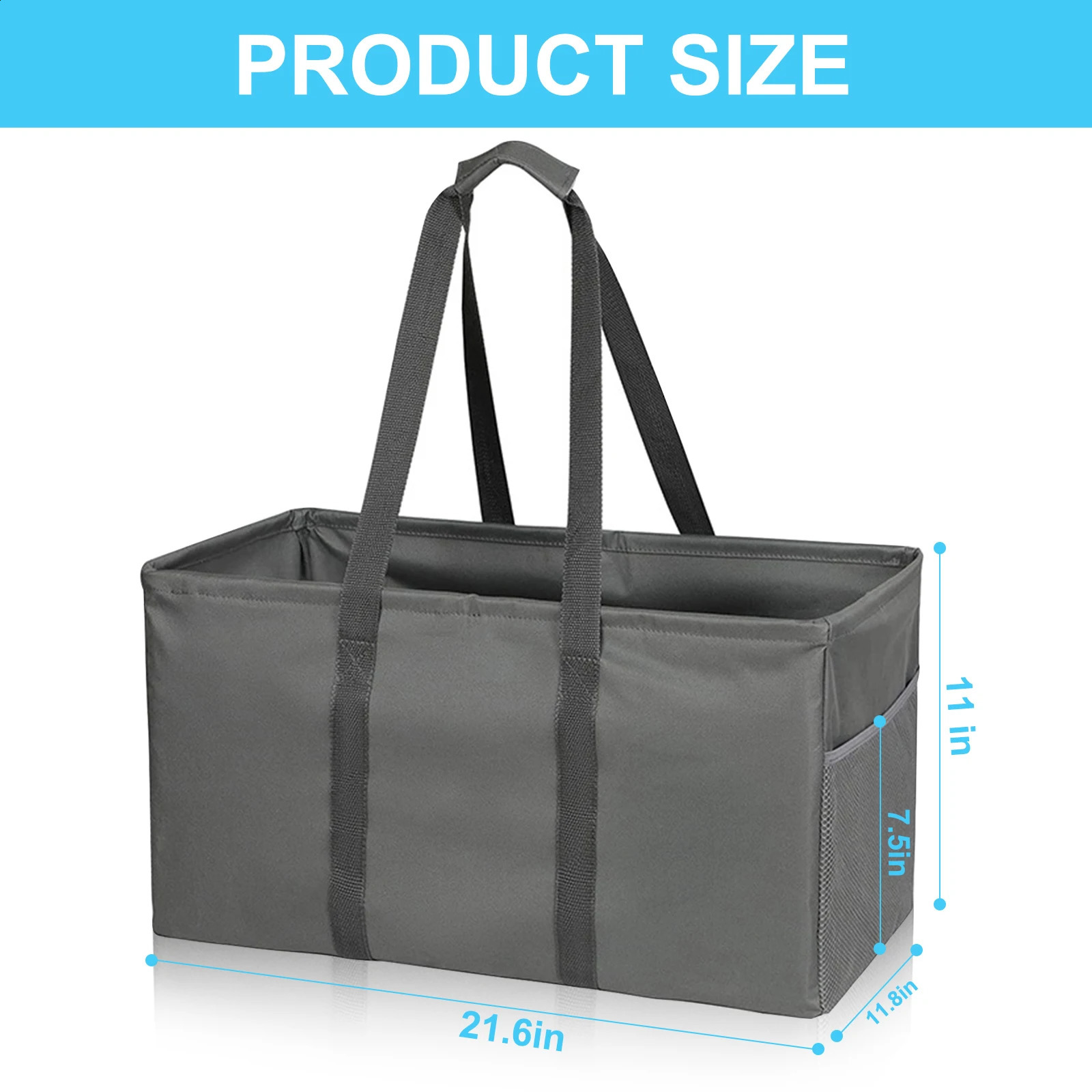Ship from US Reusable Grocery BagsUtility Tote BagLarge Utility BagGrocery BagDark Gray Foldable Shopping Bags 250305FBB
