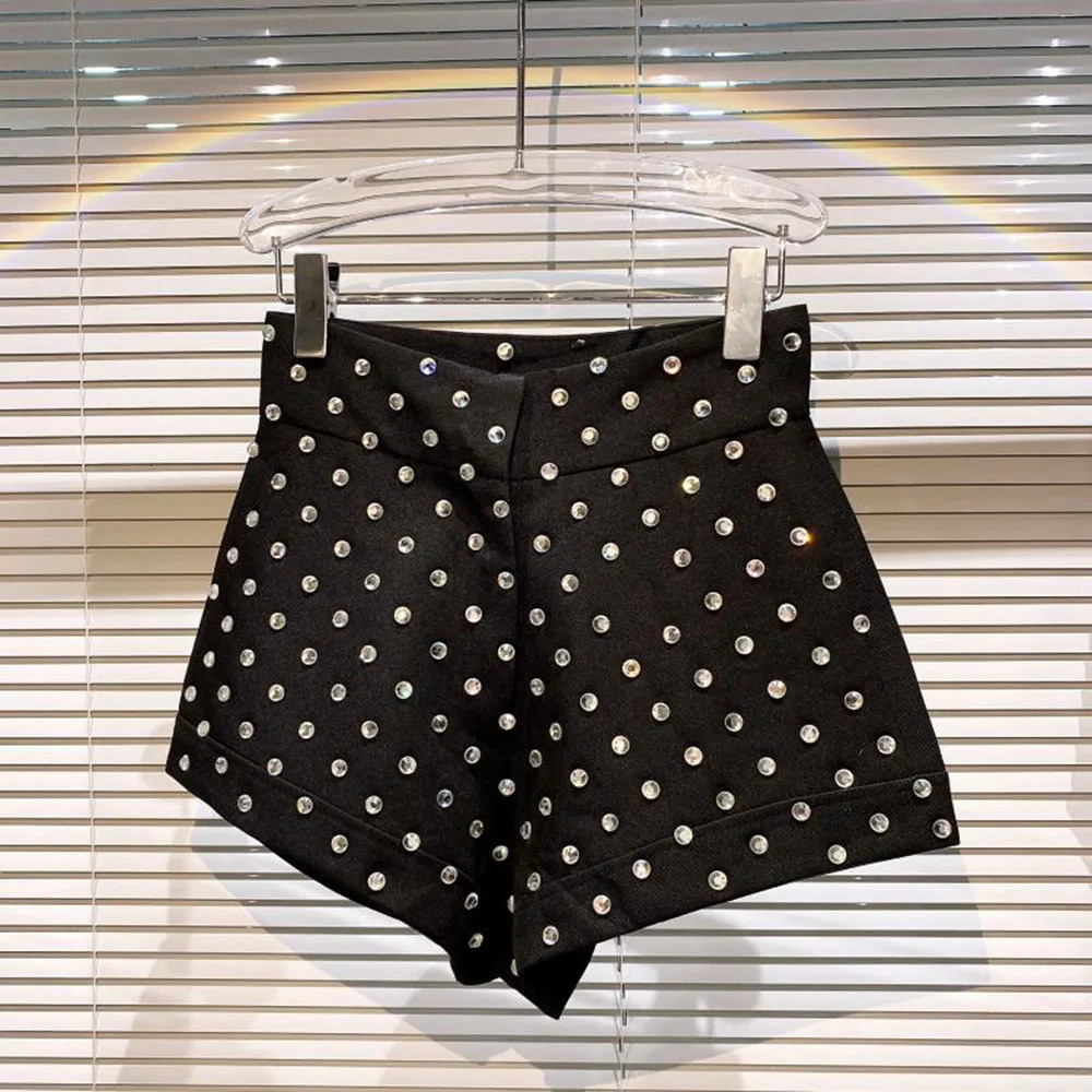 Large Temperament Shorts for Women High Waist Slim Fit White Black Short Trousers Summer 250304
