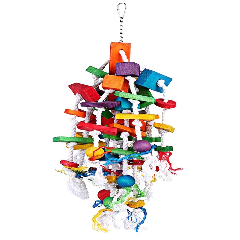 AAAC-Bird Chewing Toy Large Medium Parrot Cage Bite Toys African Grey Macaws Cockatoos Eclectus, Waterfall