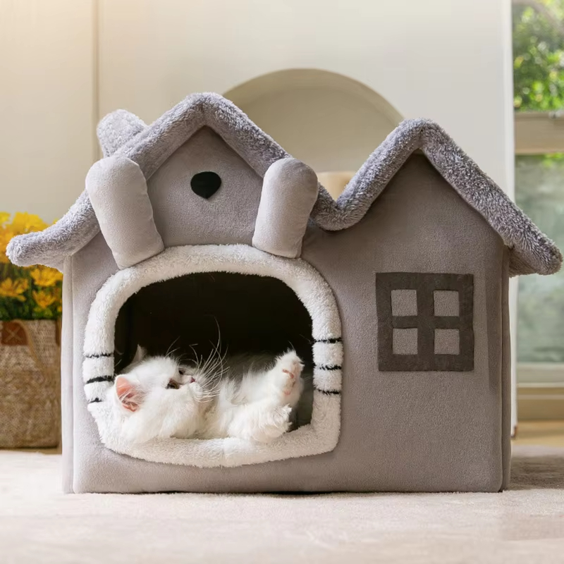 Breathable Warm Plush Pet Bed Houses Detachable Washable Softs Cat Cushion Kennel for Small Dogs Cats Pet Supplies