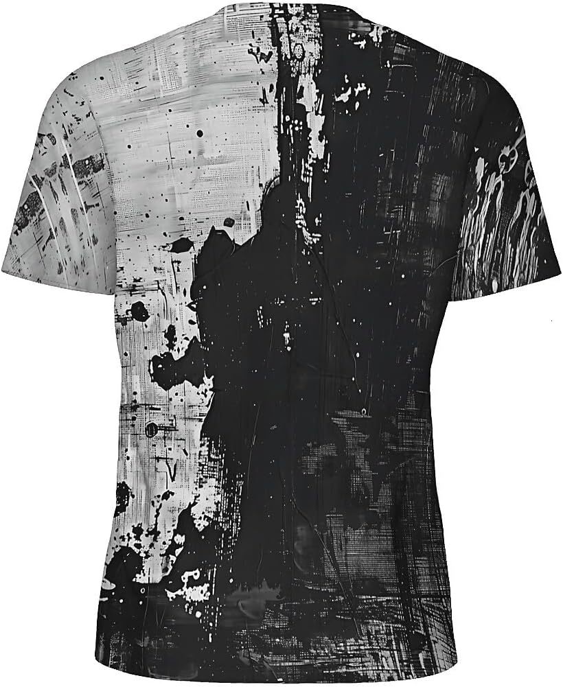 Mens T shirt Men's Novelty T-Shirts Graphic 3D Print Summer Short Sleeve T-Shirt Vintage Abstract Black White tee Casual tops summer clothes cool