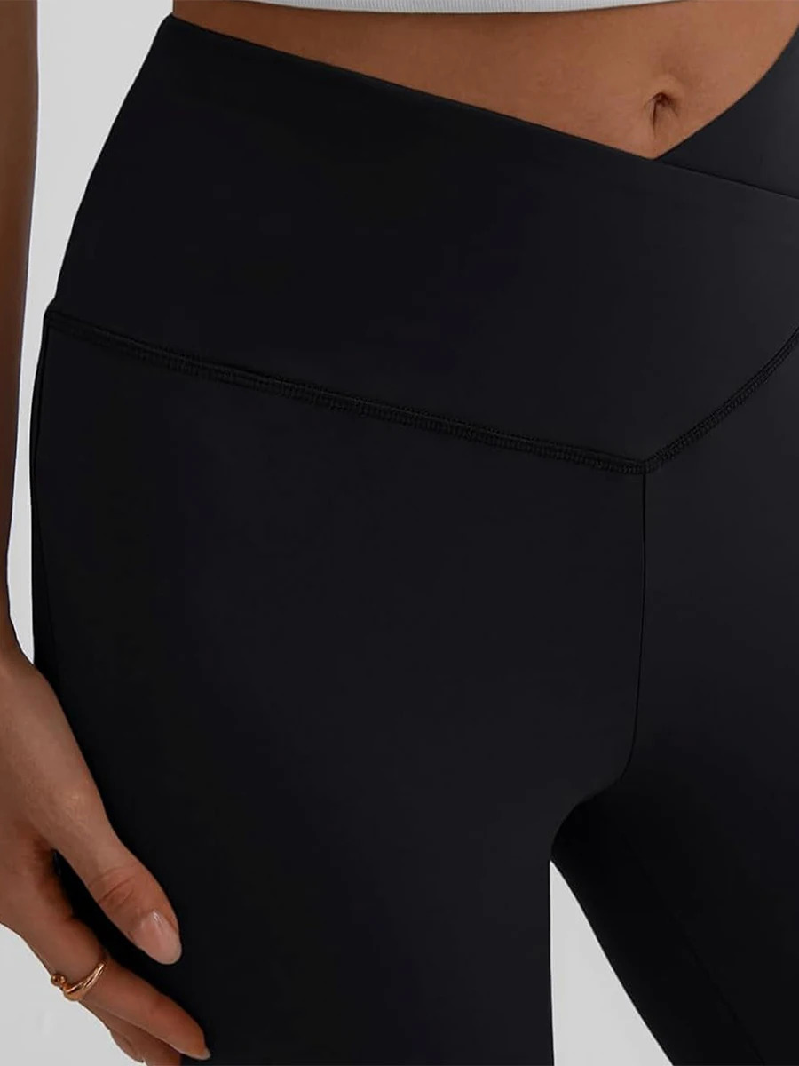 Women s High Waist Yoga Leggings with Tummy Control and Flare Leg for Bootcut Style Solid Color Pants 250304