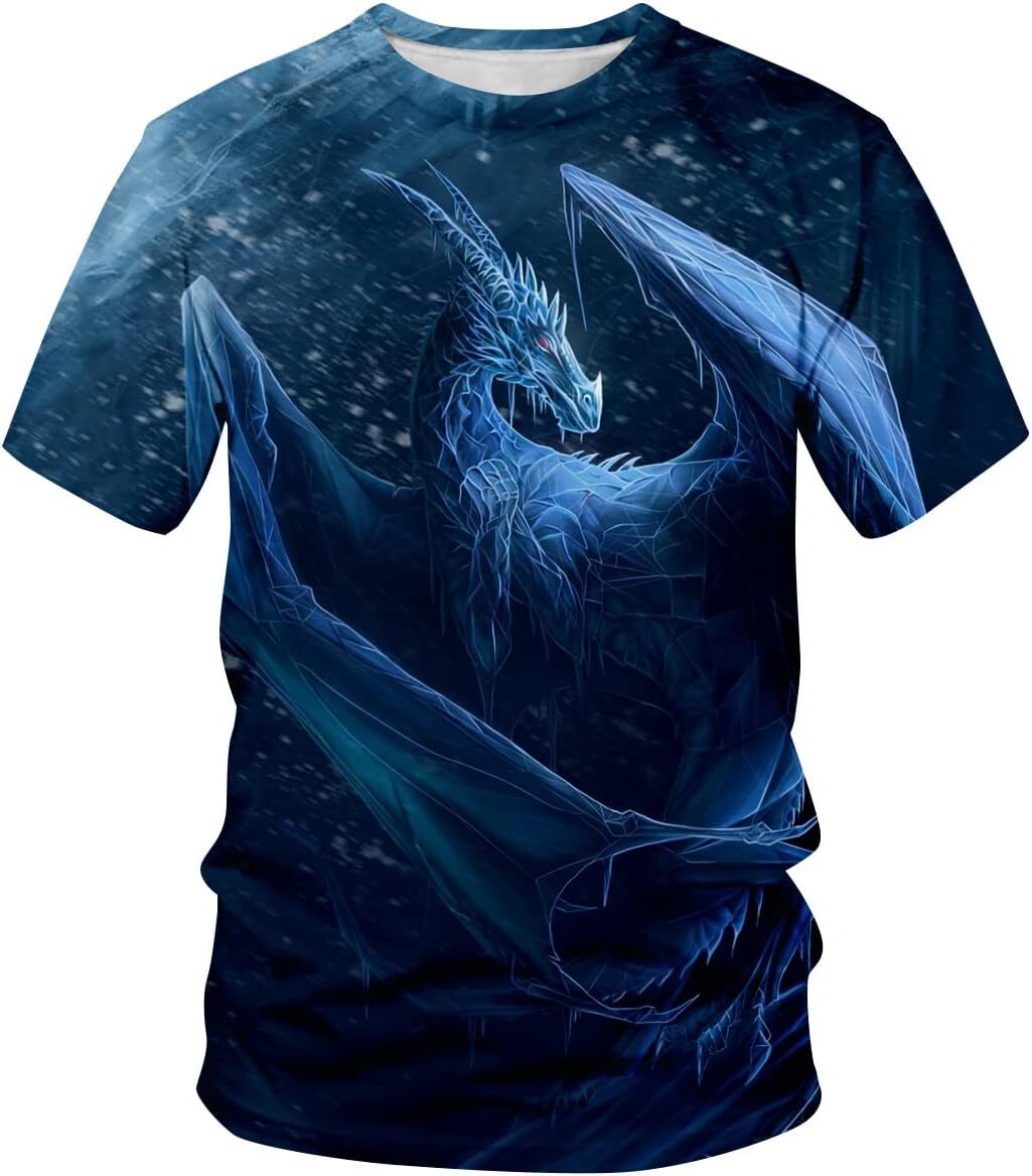 Mens T shirt Cool Graphic T-Shirts 3D Print Dragon Novelty Fashion Tshirt for Mens tee Casual tops summer clothes animal print