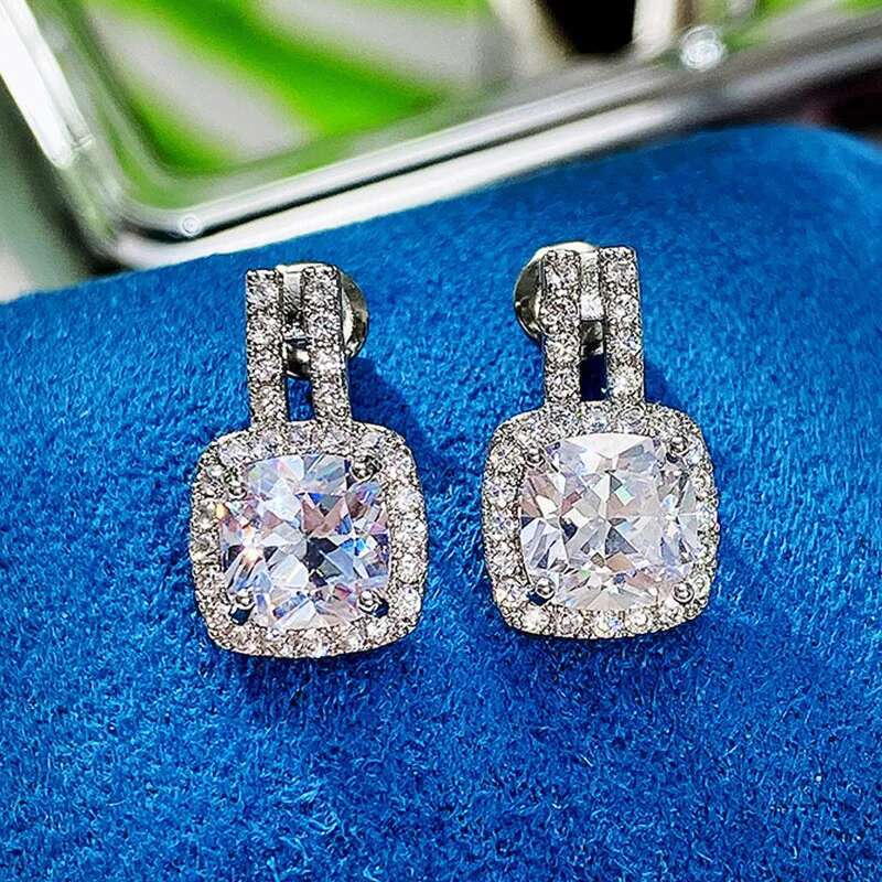 Sterg Sier Stud for Women Bg AAA White Cubic Zirconia Statement Earrings Hot Sale Jewelry