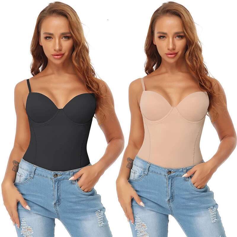 Sexy Women Shapewear Bodysuits Built-In Bra Camisole Tops Waist Trainer Slim Full Body Shaper Gerie With Underwire Cup KLMY