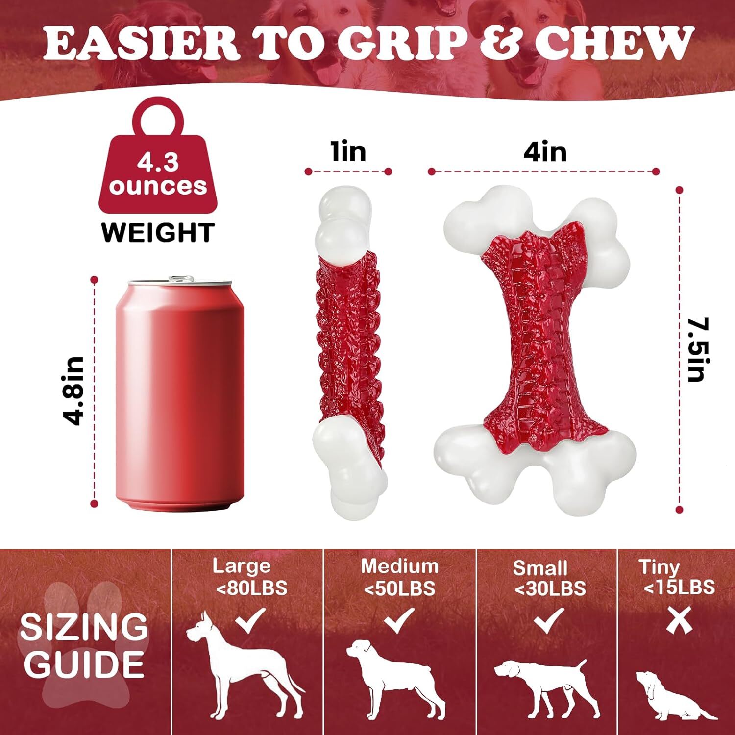Kseroo Strong Dog Toy Large Dog Chewing Toy Bone Toy Nylon Dog Almost Unbreakable