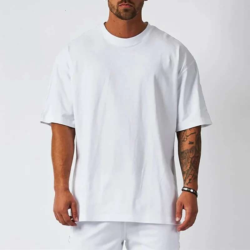 100% pure cotton T-shirt for men and women, high-quality, solid color, casual basic clothing, plus size, short sleeved, black and white