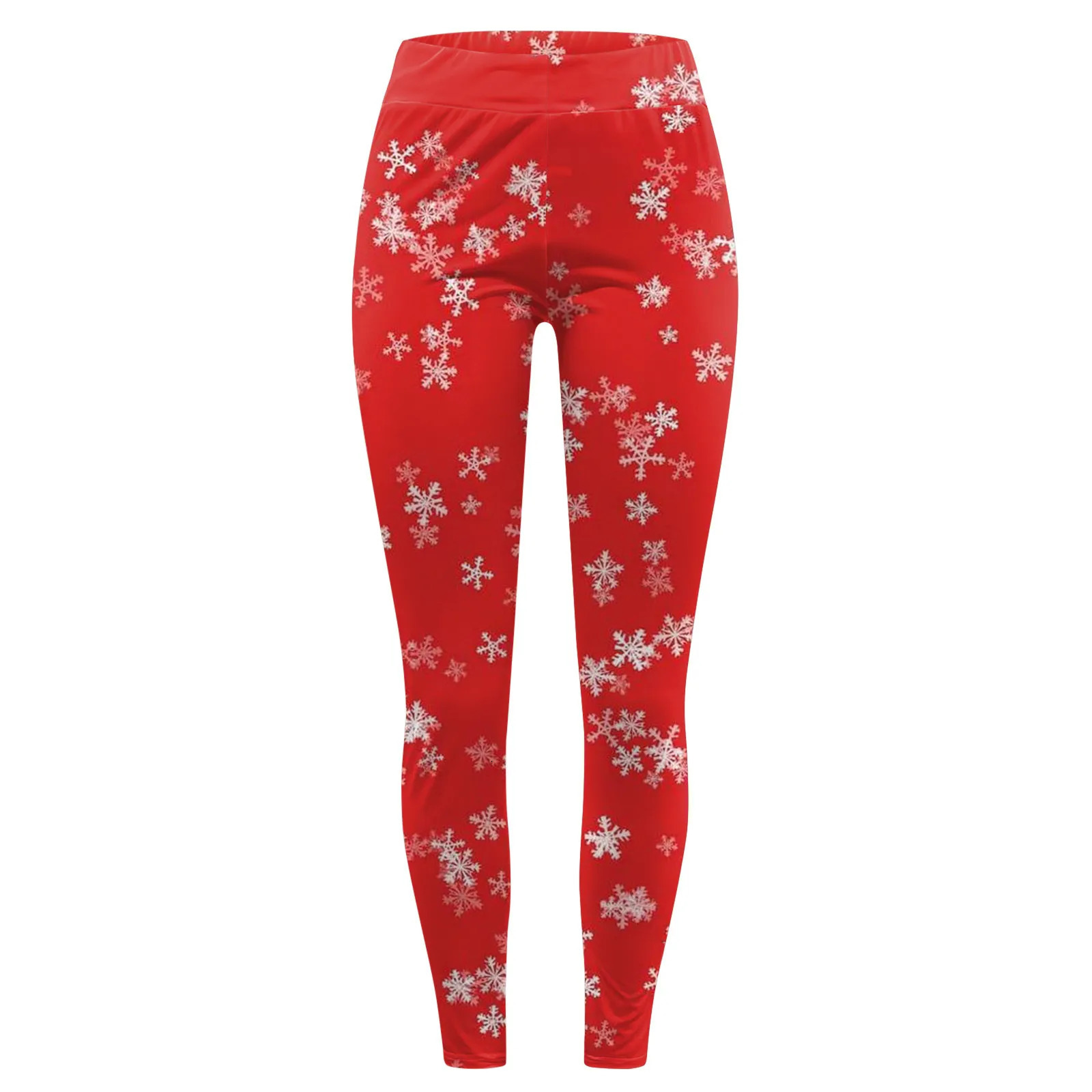 Christmas Snow Print Leggings Snowflake Printed Running Sports For Women High Waist Plus Size Ladies Pants Trousers 250304