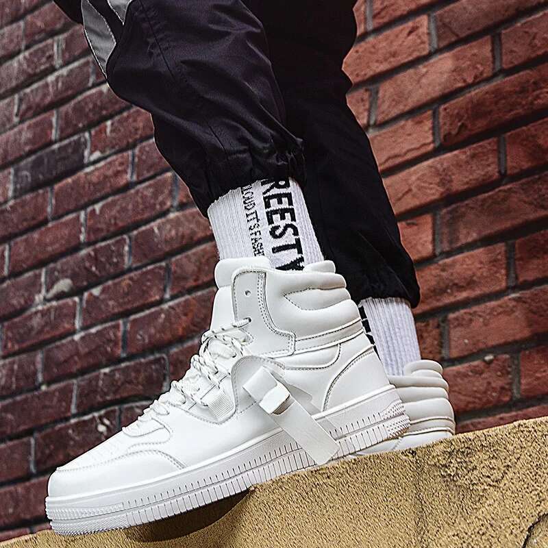 Street Orange High Top Sneakers Trendy Leather Platform Men's Skateboard Fashion Casual Designer Sports Shoes For Men