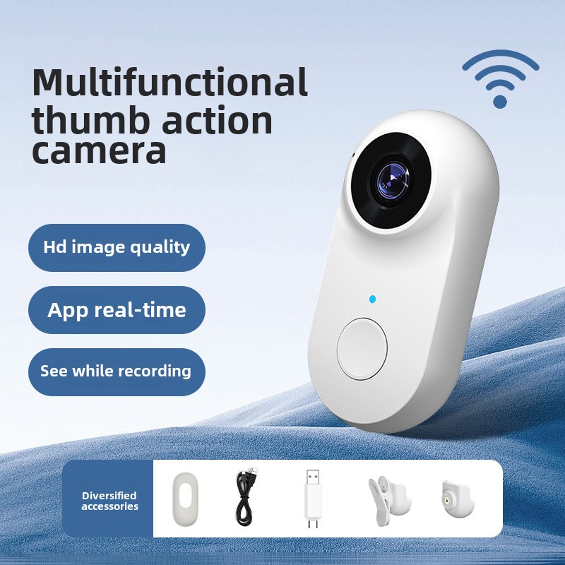 Pet Collar Camera HD 1080P WiFi Lightweight Thumb Action Cam Cats Dogs Mini Sports Video Recorder Motion Detection Night Vision