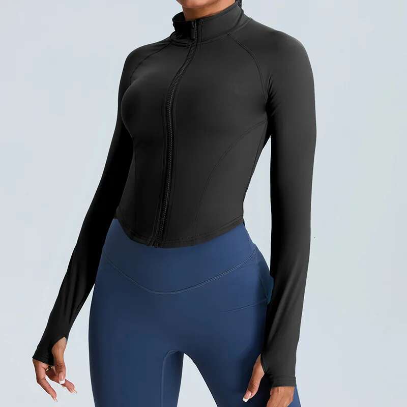 Outdoor Zipper Sports Long Sleeved Women Slim Yoga Clothes Quick Dry Cardigan Stand Up Collar Running Fiess Jacket Top Kl-My