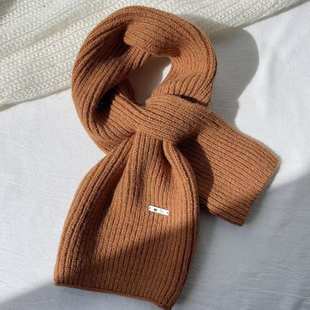 K044 New wool blended solid color high-end crossover lazy scarf versatile women's autumn and winter warm outer scarf
